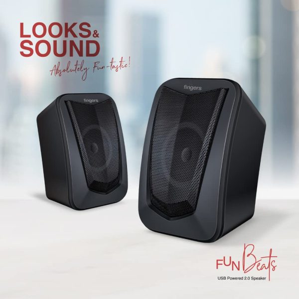 FINGERS FunBeats USB Multimedia Speaker (6 W 2.0 Channel | Volume Controller | Powerful Bass | Black Standard)