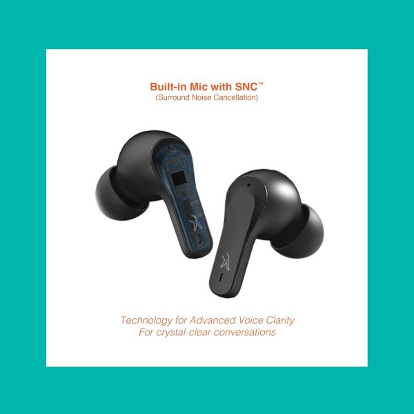 FINGERS EarTunes-5 in Ear Earbuds [ 24-hours Total Playtime, IPX4 rating, Built-in Mic with SNC™ (Surround Noise Cancellation) Technology, Voice Assistant, Touch Controls] (Matte Black)