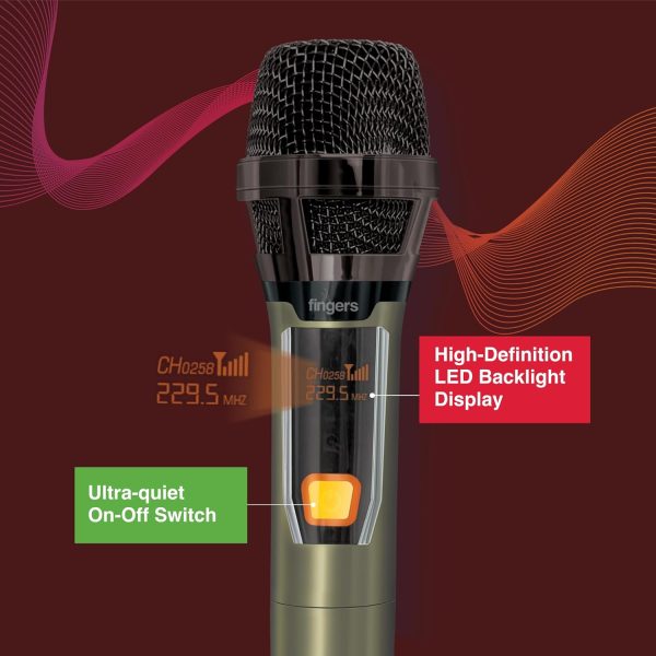 FINGERS Freedom Mic-39 Wireless Microphone (6.35 mm pin Receiver with Type-C Charging port, Uni-Directional V-Band @ VHF 269.1 MHz, 10-hour Battery life, 25 m Working Distance)