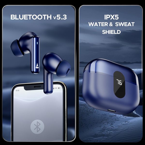 boAt Airdopes 121 Pro Plus w/ 100 Hours Playtime, 4 Mics w/ENx, 50ms Low-Latency Beast Mode, ASAP™ Charge, LED Indicator,IWP Tech, BT v5.3 & IPX5 Truly Wireless in Ear Ear Buds, Ear Buds TWS (Blue)