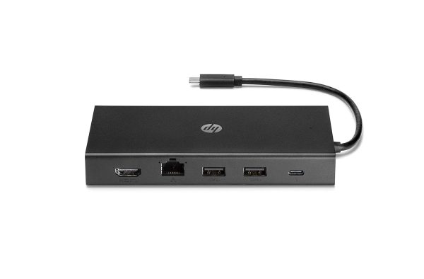 HP Travel USB-C Multi Port Hub Docking Station with USB-C, RJ-45, HDMI, SD and Micro SD Slots - 1C1Y5AA, Black