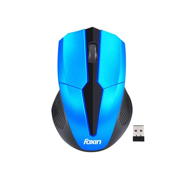 Foxin FWM-9099 Optical Mouse with 2.4GHz Wireless Technology, Nano USB Receiver, 1600 DPI Sensor, Durable Design, clickable Scroll Wheel, Quick Response Mouse for Comfortable Grip (Elite Blue)