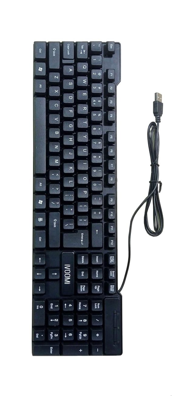 iVOOMi Quest IV-WRK104 Wired USB Keyboard with Spill Resistant, Special ₹ Rupee Key Symbol, Height Adjustable