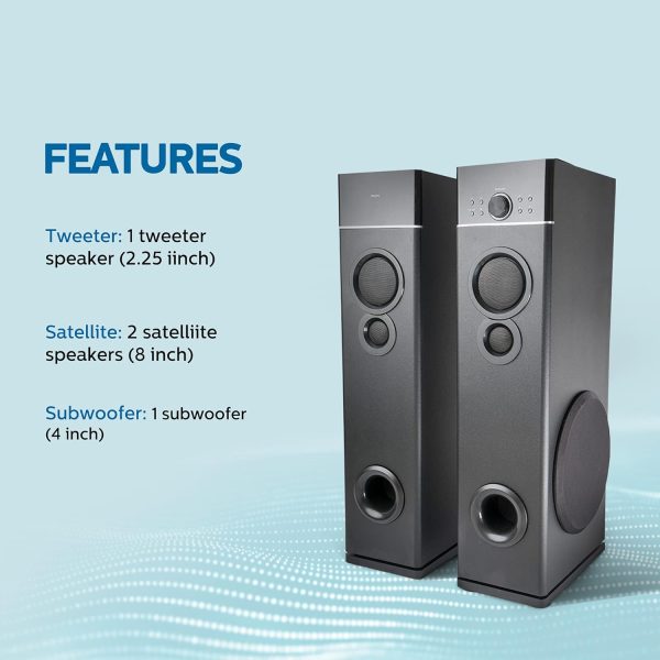 PHILIPS Audio SPA9120B/94 Tower Speakers with Bluetooth