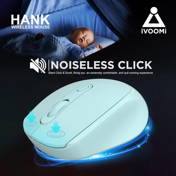 iVOOMi Noiseless CLICK Wireless- Hank Mouse | Ultra low power usage | On/Off switch, 15m range, adjustable DPI upto 1600, plug-&-play, compatible iOS, Win, Linux & Android | 1 Year warranty