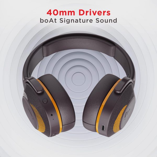 boAt Rockerz 425 Bluetooth Wireless On Ear Headphones Signature Sound, ENx Tech, ASAP Charge, 25H Playtime, Bluetooth V5.2, Dual Pairing with Mic(Calm Orange)