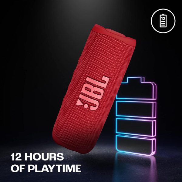 JBL Flip 6 Wireless Portable Bluetooth Speaker Pro Sound, Upto 12 Hours Playtime, IP67 Water & Dustproof, PartyBoost & Personalization by JBP App (without Mic, Red)