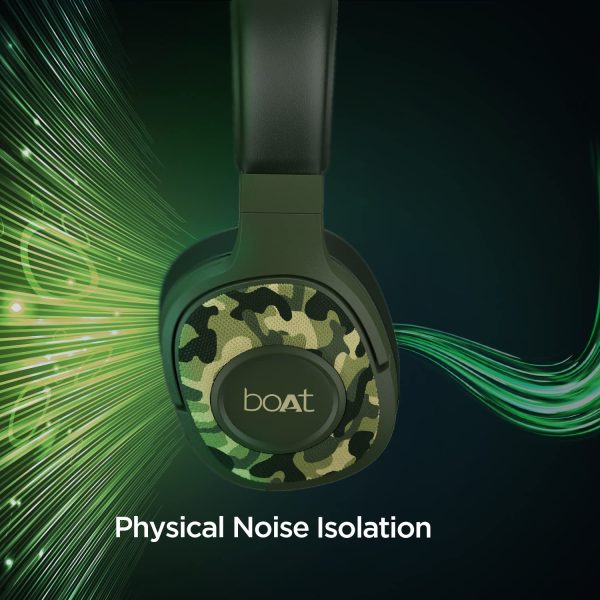 boAt Rockerz 550 Over Ear Bluetooth Headphones with Upto 20 Hours Playback, 50MM Drivers, Soft Padded Ear Cushions and Physical Noise Isolation, Without Mic (Army Green)