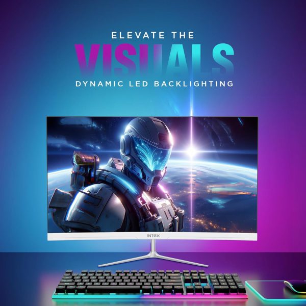 Intex 60.9 CM (24 Inch) Full HD Curved Backlight LED Monitor | VA Panel, 100Hz Refresh Rate with 1920x1080 Pixels | 5ms Reponse Time, Framless, Sleek Metal Stand with Built-in Speaker
