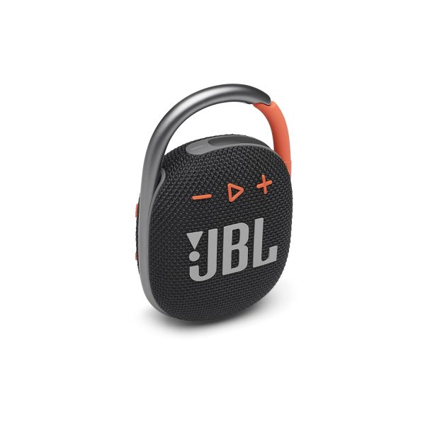 JBL Clip 4, Wireless Ultra Portable Bluetooth Speaker, Pro Sound, Integrated Carabiner, Vibrant Colors with Rugged Fabric Design, Dust & Waterproof, Type C (without Mic, Black & Orange)