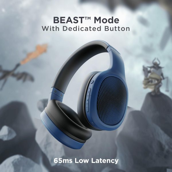 boAt Rockerz 460 Wireless Over Ear Headphones W/Up to 30Hrs Playtime, 40Mm Drivers, Signature Sound, Beast Mode, Enx, Dual Pairing, Bt V5.2, Instant Voice Assistant, Adaptive Fit(Bold Blue)