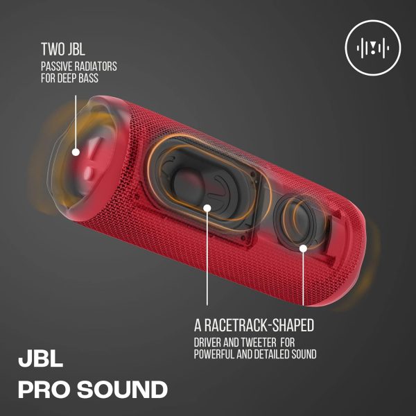 JBL Flip 6 Wireless Portable Bluetooth Speaker Pro Sound, Upto 12 Hours Playtime, IP67 Water & Dustproof, PartyBoost & Personalization by JBP App (without Mic, Red)