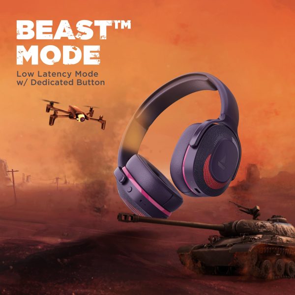 boAt Rockerz 425 Bluetooth Wireless On Ear Headphones Signature Sound, ENx Tech, ASAP Charge, 25H Playtime, Bluetooth V5.2, Dual Pairing with Mic(Techno Purple)