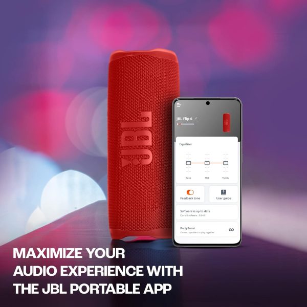 JBL Flip 6 Wireless Portable Bluetooth Speaker Pro Sound, Upto 12 Hours Playtime, IP67 Water & Dustproof, PartyBoost & Personalization by JBP App (without Mic, Red)