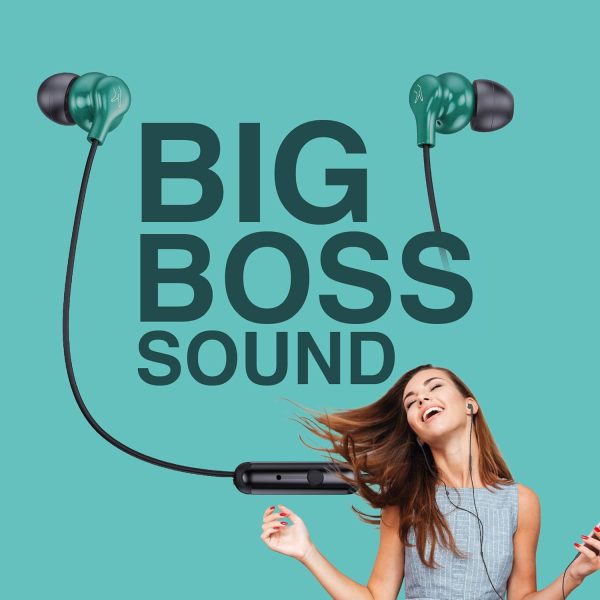 FINGERS SoundBoss Wired Earphones (with in-built Mic, Sturdy Cable and L-pin Connector)- Emerald Green