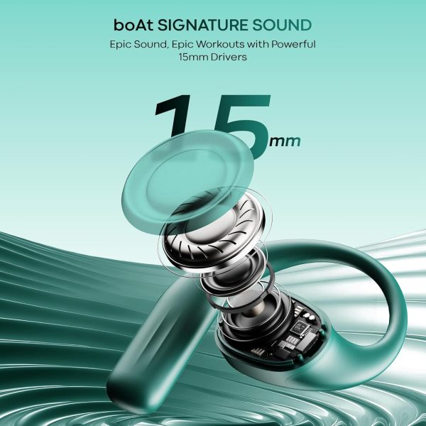 boAt Newly Launched Airdopes Progear Open Ear Ear Buds W/Air Conduction Technology, 4 Mics W/Ai-Enx, 100Hrs Playback, 15Mm Drivers, Secure Fit,Beast Mode W/ 40Ms Latency,ASAP Charge(Sporty Green)