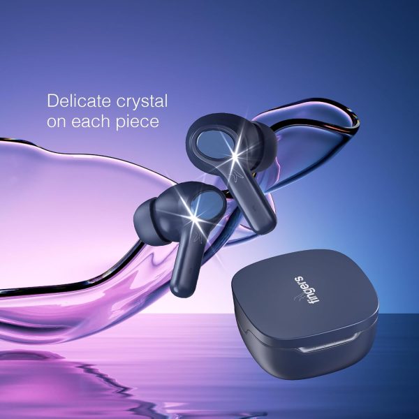 FINGERS Go-Crystal TWS Earbuds (24-Hour Playback, Built-in Mic with Surround Noise Cancellation SNC™ Technology, IPX4 Sweat Resistant, Voice Assistant Support) (Imperial Blue)