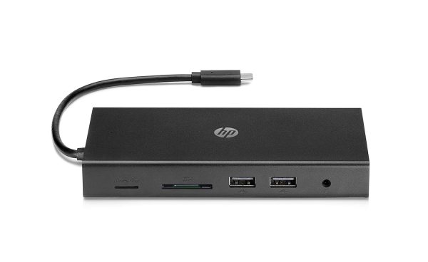 HP Travel USB-C Multi Port Hub Docking Station with USB-C, RJ-45, HDMI, SD and Micro SD Slots - 1C1Y5AA, Black