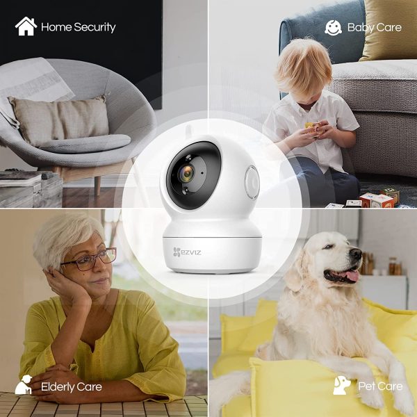 EZVIZ by Hikvision | Full HD Smart WiFi Home Camera | Child/Pet Security | AI Motion Detection | Enhanced Night Vision | 2-Way Audio | 360° Pan/Tilt | SD Card Slot Upto 256GB |Alexa & OK Google|C6N