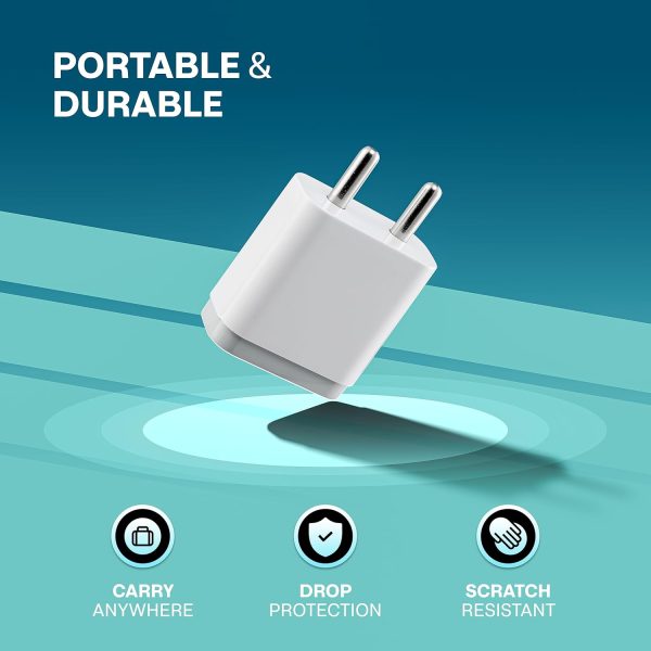 ERD TC-21 5V-2Amp Wall Charger Adapter with Fast Charging Technology with LightningData Cable | Universal Compatibility (All iOS Devices) White | 150-240V AC,50/60 Hz, 10Watt