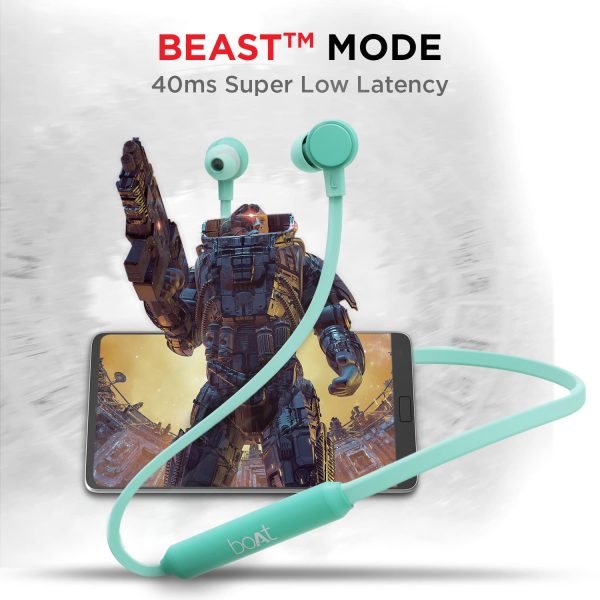 boAt Rockerz 103 Pro Bluetooth Neckband with Beast™ Mode(40ms Low Latency), ENx™ Tech, ASAP™ Charge(Fast Charge), Upto 20HRS Playback, Signature Sound, BT v5.3 & IPX4(Mint Green)