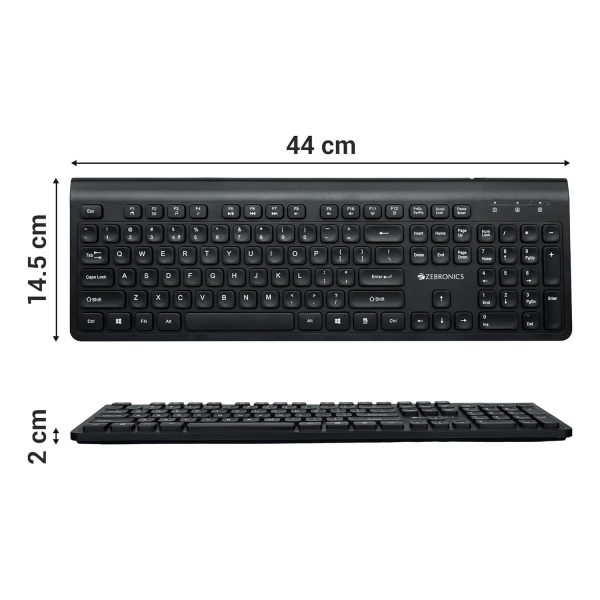 ZEBRONICS K51 Wired Keyboard with 105 Keys, 1.3m Cable, ₹ Key, USB Interface, 12 Integrated Multimedia Keys, Slim Design, Plug and Play (Black)