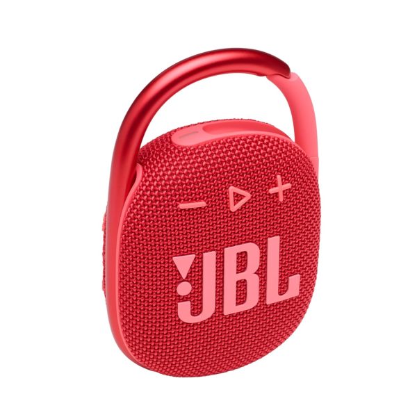 JBL Clip 4, Wireless Ultra Portable Bluetooth Speaker, Pro Sound, Integrated Carabiner, Vibrant Colors with Rugged Fabric Design, Dust & Waterproof, Type C (without Mic, Red)