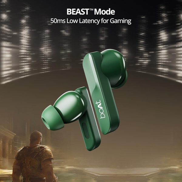 boAt Airdopes 800 TWS in Ear Earbuds W/Dolby Audio, Adaptive EQ by Mimi, 40 hrs Playback, 4 Mics with AI-ENx,Multipoint Connection,Hearables App Support(Interstellar Green)