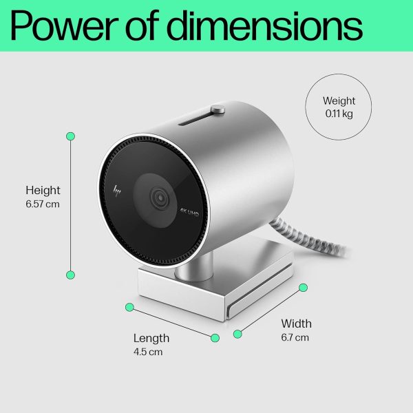 HP 950 4K UHD 720p HD 60 FPS Webcam with Auto Focus & Auto framing/Inbuilt Privacy Shutter/ 360 Swivel/Silver and Black