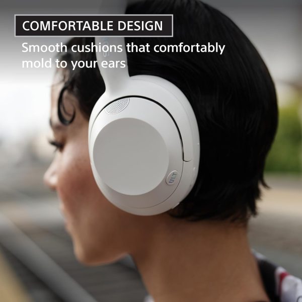 Sony ULT WEAR Wireless Noise Cancelling Headphones, Head Phones Made with Recycled Plastic Material, Boosted Bass with ULT Button, Thermo-Foaming Design for Comfort, Over-Ear Headphones (Off White)