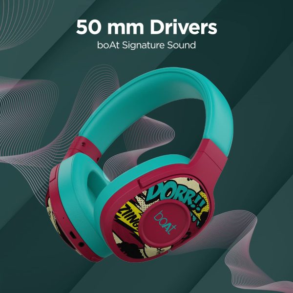 boAt Rockerz 550 Bluetooth Wireless Over Ear Headphones with Upto 20 Hours Playback, 50MM Drivers, Soft Padded Ear Cushions and Physical Noise Isolation with Mic (Maroon Maverick)