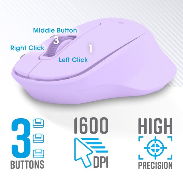 Zebronics Companion 200 Wireless Combo with Silent Operation Mouse, Full Size Keyboard, 1600 DPI, Integrated Multimedia, ON/Off, Power Saving Mode, 2.4GHz Nano Receiver and Plug Play Usage (Purple)