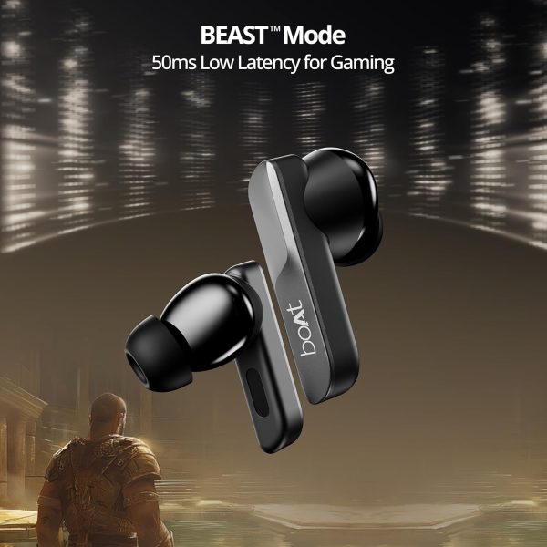 boAt Airdopes 800 True Wireless in Ear Ear Buds w/Dolby Audio, Adaptive EQ by Mimi, 40 Hours Playback, 4 Mics w/AI-ENx™, in-Ear Detection & Hearables App Support(Interstellar Black)