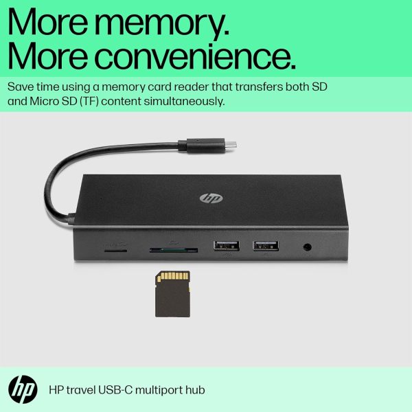 HP Travel USB-C Multi Port Hub Docking Station with USB-C, RJ-45, HDMI, SD and Micro SD Slots - 1C1Y5AA, Black