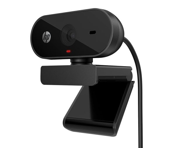 HP 320 FHD Webcam 1080 Full HD 30fps - Plug and Play Setup, Wide-Angle View for Video Calling on Skype, Zoom, Microsoft Teams and Other Apps/ 1 Year Warranty (53X26AA),Black