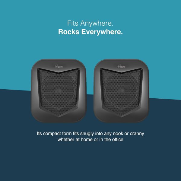 FINGERS DeskSound 2.0 USB Powered Multimedia 2.0 Speakers with Inline Volume Controller and Simple Plug-n-Play (Midnight Black)