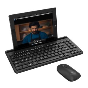 Zebronics Companion 110 Wireless Keyboard and Mouse Set with Bluetooth multiconnect, 2.4GHz Receiver, 2 Months* Backup, 1600DPI, Smartphone/Tablet Holder, Built in Rechargeable Battery