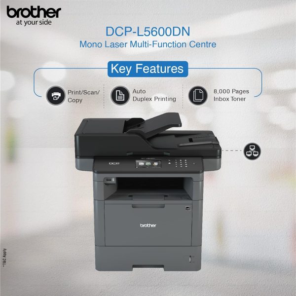 Brother DCP-L5600DN Multi-Function Monochrome Laser Printer with Auto Duplex Printing & Network