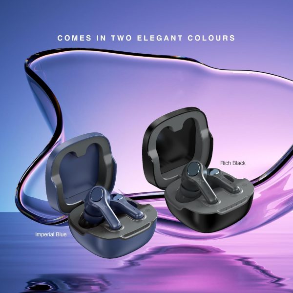 FINGERS Go-Crystal TWS Earbuds (24-Hour Playback, Built-in Mic with Surround Noise Cancellation SNC™ Technology, IPX4 Sweat Resistant, Voice Assistant Support) (Imperial Blue)