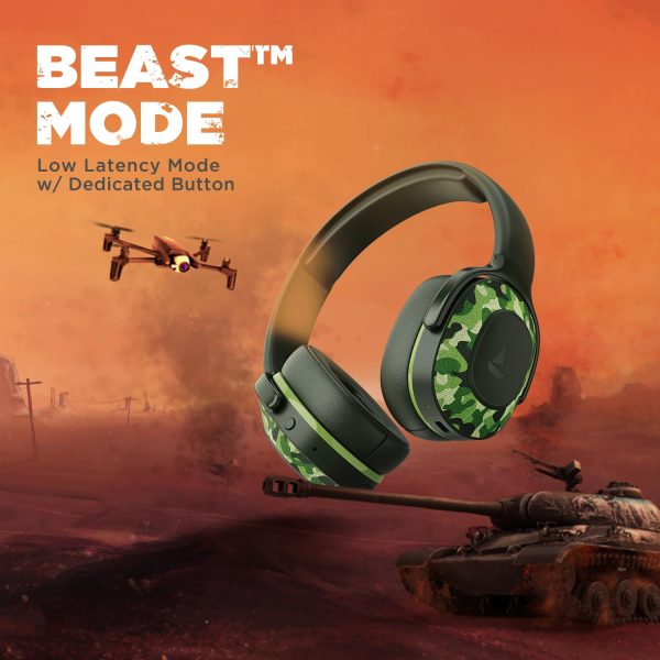 boAt Rockerz 425 Bluetooth Wireless On Ear Headphones Signature Sound, ENx Tech, ASAP Charge, 25H Playtime, Bluetooth V5.2, Dual Pairing with Mic(Army Green)