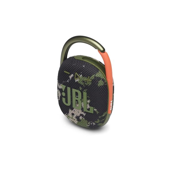 JBL Clip 4, Wireless Ultra Portable Bluetooth Speaker, Pro Sound, Integrated Carabiner, Vibrant Colors with Rugged Fabric Design, Dust & Waterproof, Type C (without Mic, Squad)