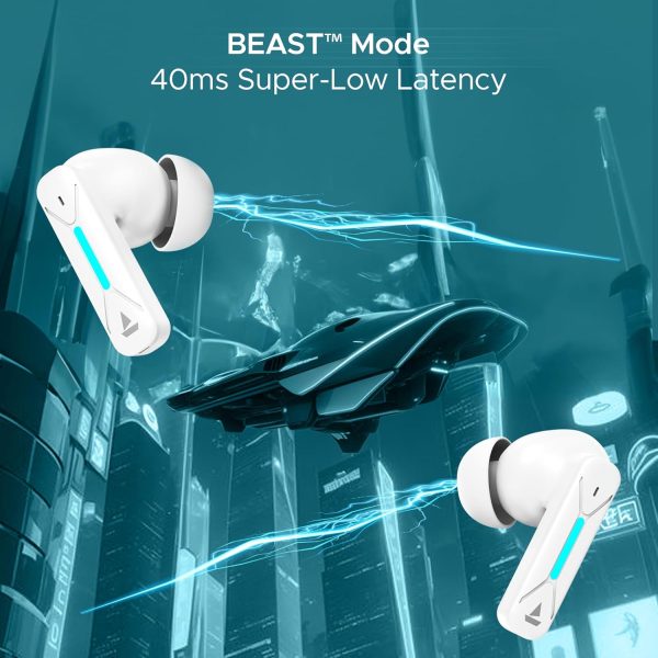 boAt Newly Launched Immortal Airspeed Pro Truly Wireless in- Ear Earbuds w/ 32dB ANC, Beast™ Mode with 40ms Latency, 40hrs Playback, 4 Mics with ENx™, Premium ID w/LEDs & ASAP™ Charge(White Sabre)