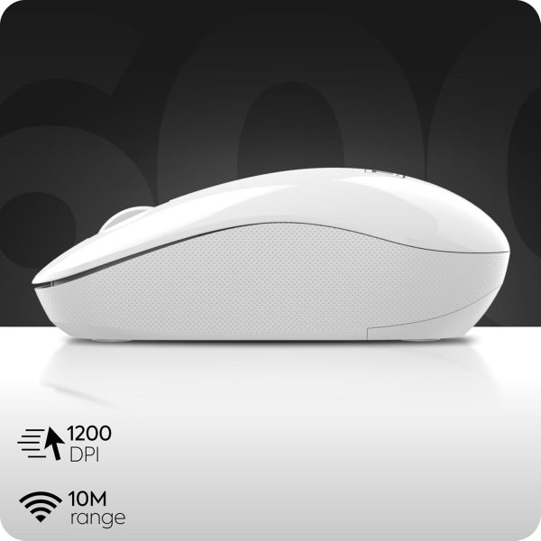 TAG WM600 Wireless Mouse | 1200 DPI Optical Sensor | 2.4 GHz USB Nano Receiver Connectivity | 10m Range | Ergonomic Design | Plug and Play Usage | Compatible with PC, Laptop, Mac (White)