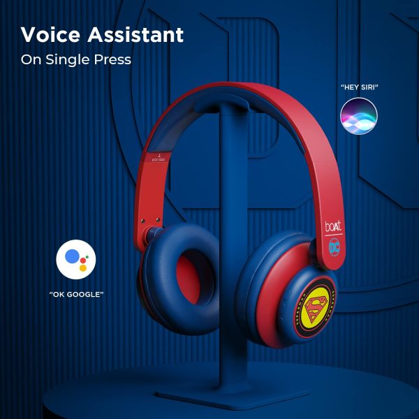 boAt Rockerz 450 Superman Edition Bluetooth On Ear Headphones with Mic, Upto 15 Hours Playback, 40MM Drivers, Padded Ear Cushions, Integrated Controls and Dual Modes(Krypton Blue)