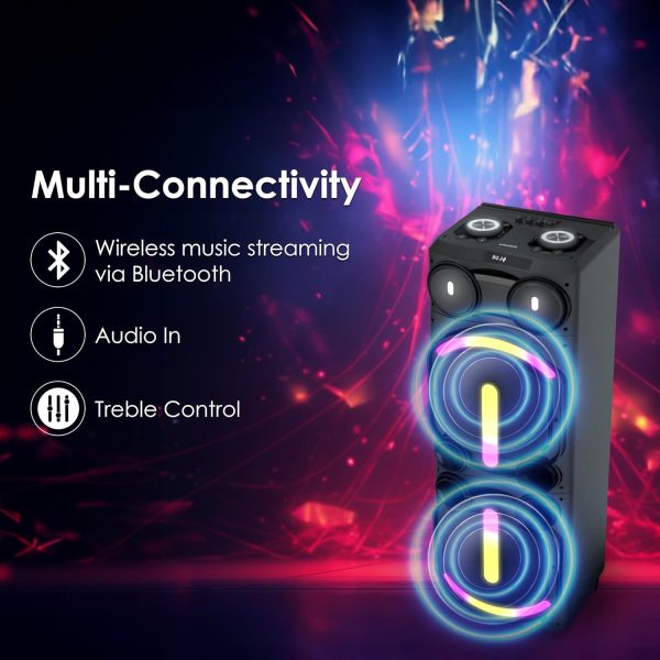 PHILIPS Audio Newly Launched TAX5708 Bluetooth Party Speaker, 400W Max Output - Dynamic Bass Boost & Karaoke | Guitar & Mic Support, Multipoint Connectivity, Party Lights & Handle with Wheels (Black)