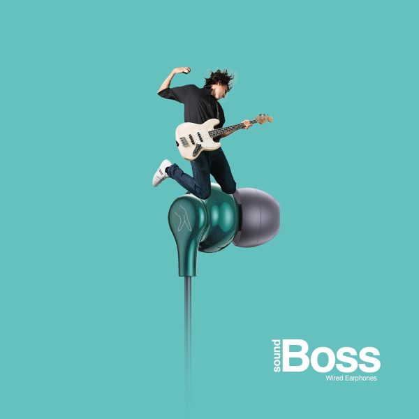 FINGERS SoundBoss Wired Earphones (with in-built Mic, Sturdy Cable and L-pin Connector)- Emerald Green