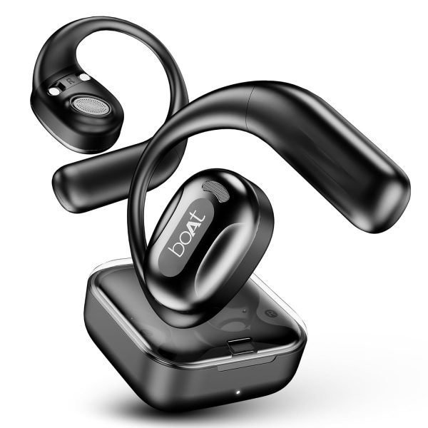 boAt Newly Launched Airdopes Progear Open Ear Ear Buds W/Air Conduction Technology, 4 Mics W/Ai-Enx, 100Hrs Playback, 15Mm Drivers, Secure Fit,Beast Mode W/ 40Ms Latency,ASAP Charge(Active Black)