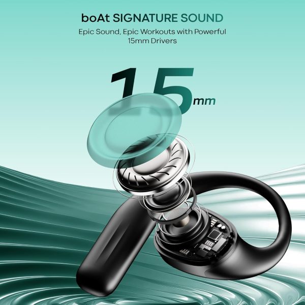 boAt Newly Launched Airdopes Progear Open Ear Ear Buds W/Air Conduction Technology, 4 Mics W/Ai-Enx, 100Hrs Playback, 15Mm Drivers, Secure Fit,Beast Mode W/ 40Ms Latency,ASAP Charge(Active Black)