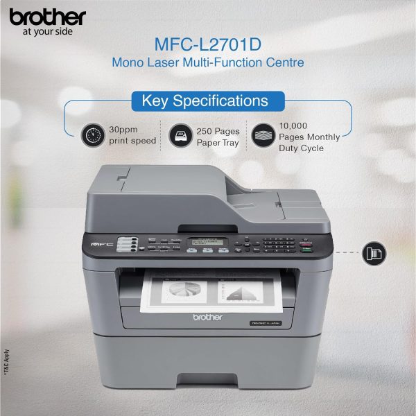 Brother MFC L2701D Multi-Function Monochrome Laser Printer with Auto Duplex Printing