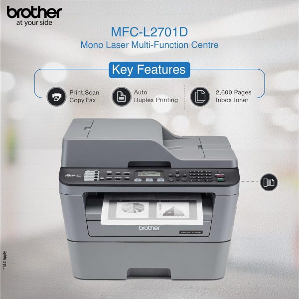 Brother MFC L2701D Multi-Function Monochrome Laser Printer with Auto Duplex Printing